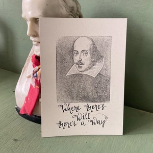 Where there's Will, William Shakespeare postcard, letterpress