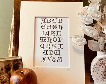 ABC alphabet letterpress print, XY & Z  print, fancy alphabet