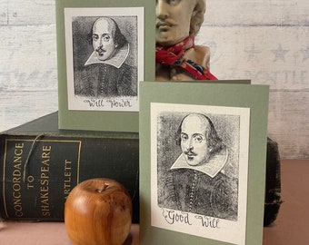 Will Power, Good Will, William Shakespeare greeting card, letterpress, handwritten.