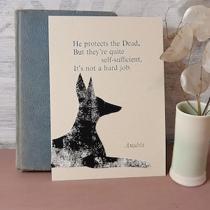 Anubis haiku postcard, letterpress print, poetry gift