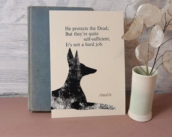 Anubis haiku postcard, letterpress print, poetry gift