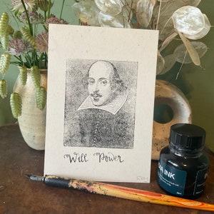 Will Power William Shakespeare postcard, letterpress