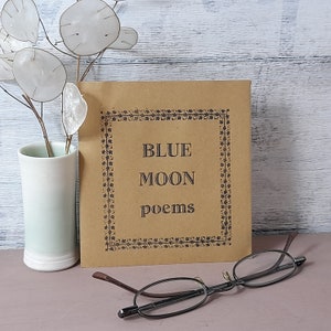Blue Moon poems, Moon poetry,  letterpress moon print