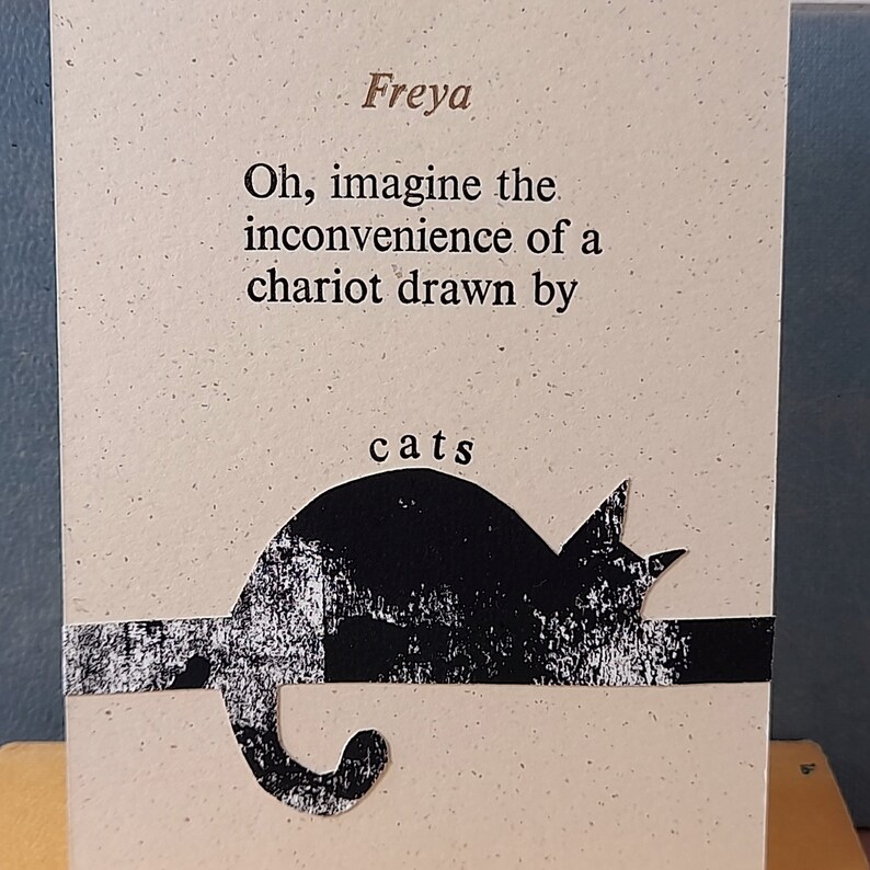 Freya cat haiku postcard, letterpress print, poetry gift image 4