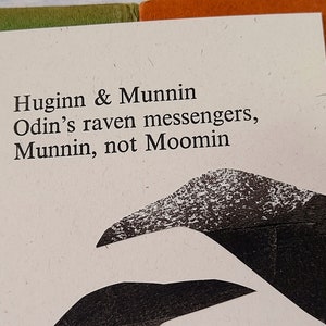 Huginn und Munnin Haiku Postkarte, Buchdruck, Poesiegeschenk, Raben, nordische Mythologie Bild 2