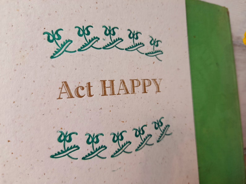 Act Happy letterpress postcard, word art print, happy postcard image 4