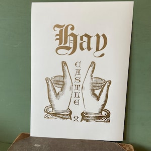 Hay Castle poster print. Letterpress print. Hay on Wye. Book Town.