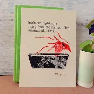 Phoenix haiku postcard, letterpress print, poetry gift