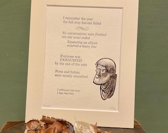 Humorous Grammar Print: Funny hand printed letterpress picture.