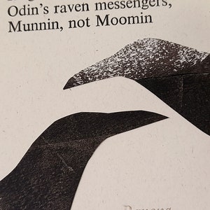 Huginn and Munnin haiku postcard, letterpress print, poetry gift, ravens, Norse mythology image 3