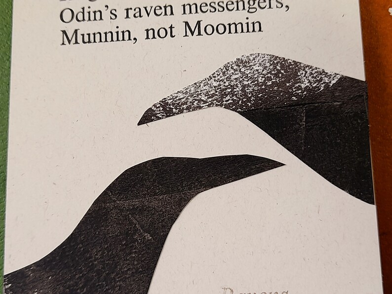 Huginn and Munnin haiku postcard, letterpress print, poetry gift, ravens, Norse mythology image 3