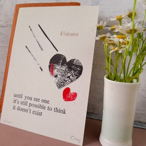 Unicorn haiku postcard, letterpress print, poetry gift image 5