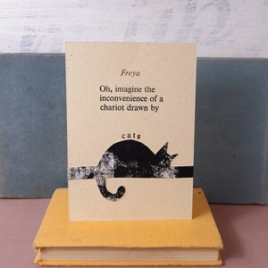 Carte postale haïku chat Freya, impression typographique, cadeau poésie image 2