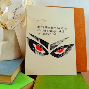 Basilisk haiku postcard, letterpress print, poetry gift
