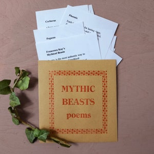 Mythical Beasts poetry, handmade poetry book, letterpress print. image 2