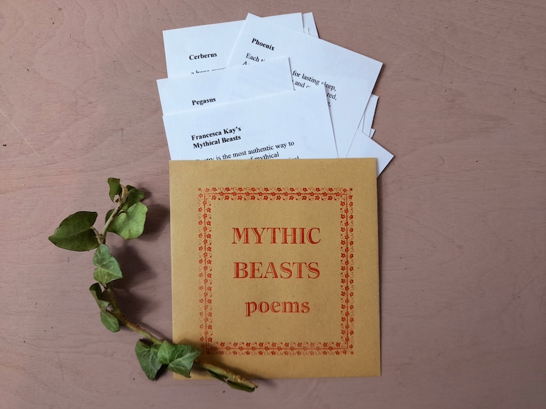 Mythical Beasts poetry, handmade poetry book, letterpress print. image 2