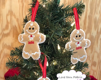 Gingerbread Man Ornaments, Personalized Gingerbread Man, Felt Ornaments, Handcrafted Ornaments, Homemade Christmas, Country Christmas