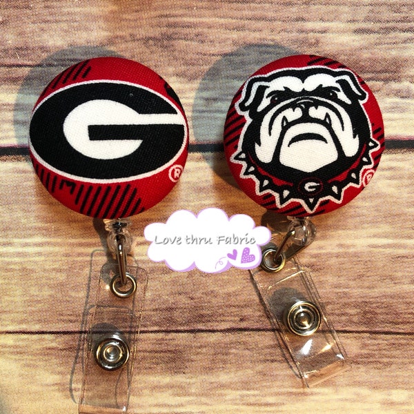 Buffalo Plaid Georgia Badge Reel, Georgia Bulldogs Name Tags, Georgia Nurse Badge, Doctor Name Tag, Work Name Tags