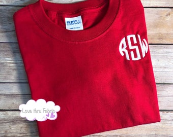 Youth Long Sleeve Monogrammed Shirts, Round Monogram, Monogrammed Shirts for Boys, Personalized T-Shirts for Boys and Men, Preppy Shirts