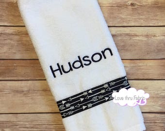 Monogrammed Hand Towel, Personalized Hand Towel, Personalized Towel, Monogrammed Towel, Hand Towel with Ribbon and Name, Towel Set
