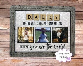 Scrabble Tile Picture, Faux Wood Picture Frame, Father's Day Picture, Daddy Photo Gift, Papa Picture Gift, Hardboard Personalized Picture