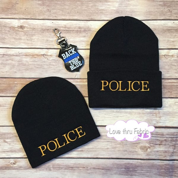 Police Skull Cap, Police Beanie, Embroidered Beanie, Embroidered Skull Cap, Firefighter Skull Cap, Fireman Beanie, Skull Cap, Beanie
