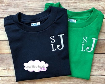 Youth Monogrammed Shirts, Monogrammed Shirts for Children, Personalized T-Shirts for Boys, Preppy Shirts, Casual Uniform Shirt