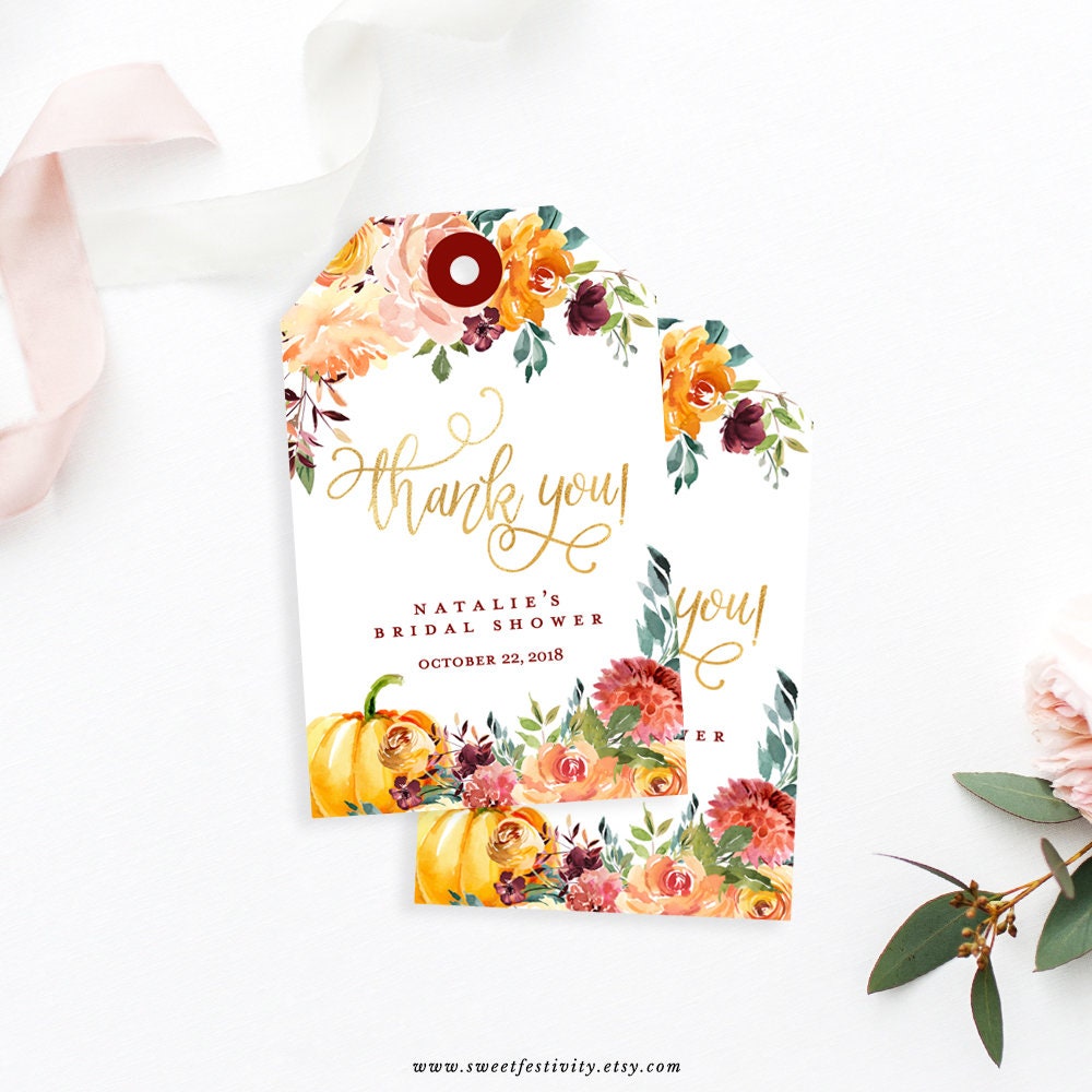 Fall Bridal Shower Favor Tags Fall in Love Shower Pumpkin Etsy