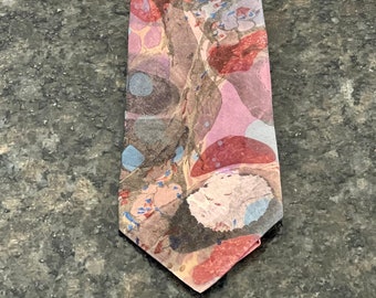 Abstract Neutral 3” Silk Tie Water Marbled