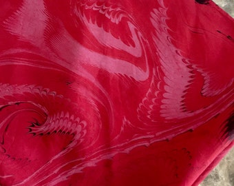 Red Combed and Swirled 21x21 Square Habotai silk. For your hair, as a neckerchief, pocket square, or accessorize your dog.