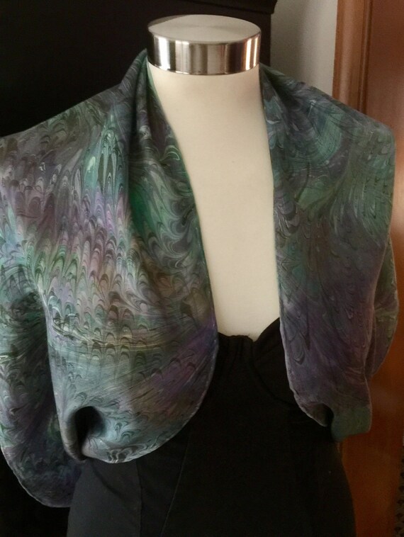 Water marbled Infinity Scarf/Shrug Silk Etsy