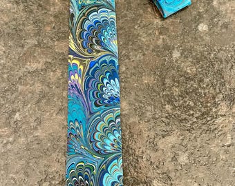 Turquoise Blue Multicolored Bouquet pattern 3” Silk Tie