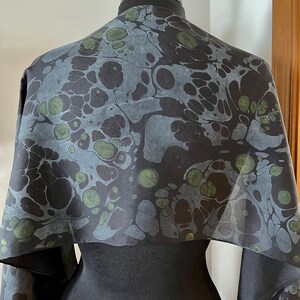 Black Stone.  Habotai Silk 14x72 bold fun. This beautiful silk makes a unique dresser cover and scarf