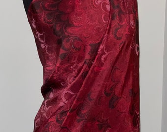 Sarong dress skirt red bouquet pattern water marbled habotai silk 70x44”