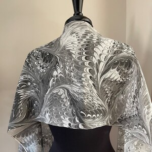 Black and white combed pattern 14x72”  Habotai Silk