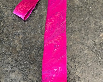 Magenta feather pattern  3” Silk Tie