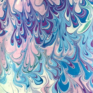 May include: Abstract marbled paper with swirling patterns in shades of pink, blue, green, and purple.