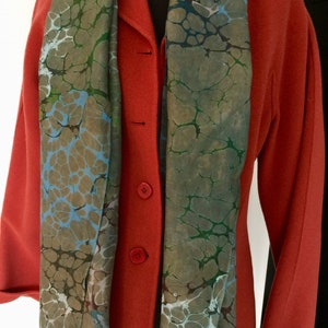 Green Italian Vein   Habotai Silk 14x72 bold fun. This beautiful silk makes a unique dresser cover and scarf