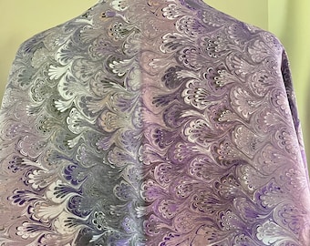 Purple bouquet.  14x72” Water marbled silk.