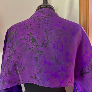 Purple Italian Vein.  Habotai Silk 14x72 bold fun. This beautiful silk makes a unique dresser cover and scarf