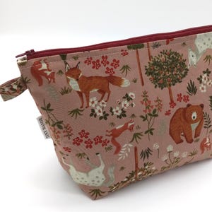 FOREST zippered Woodland PROJECT BAG, Knitting, crochet craft bag