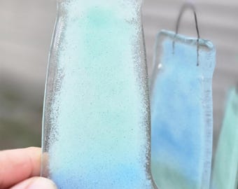 Coastal Corona Bottle Top Wind Chime | Kiln Fired Glass Enamel Driftwood Chime | Handmade Recycled Glass Coastal Decor
