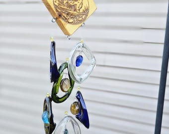 Handcrafted Bass Fishing Wind Chime | Recycled Glass Art | Outdoor Coastal Decor | Unique Fisherman Gift