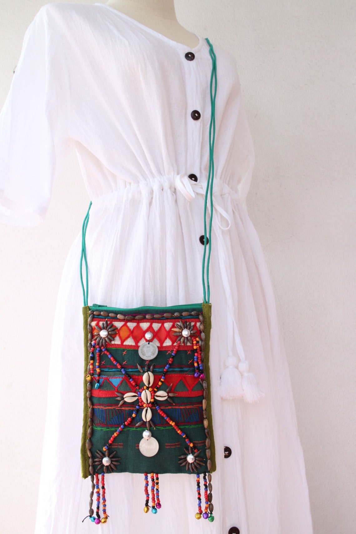 Green Boho Bag Green Crossbody Bag Tribal Crossbody Bag Etsy