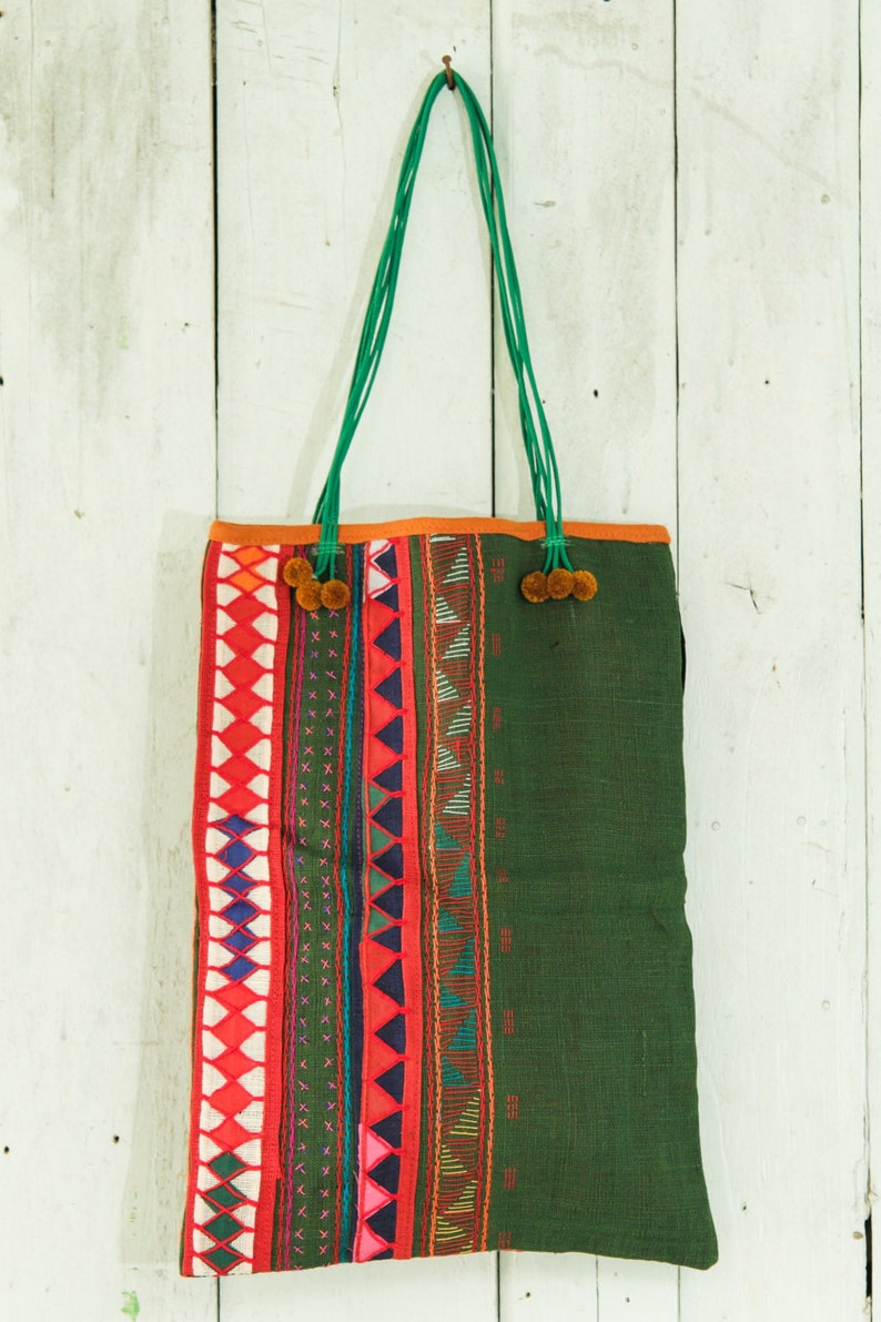 green boho bag