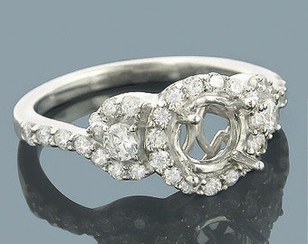 Halo 14K GOLD ROUND Diamond Engagement Ring