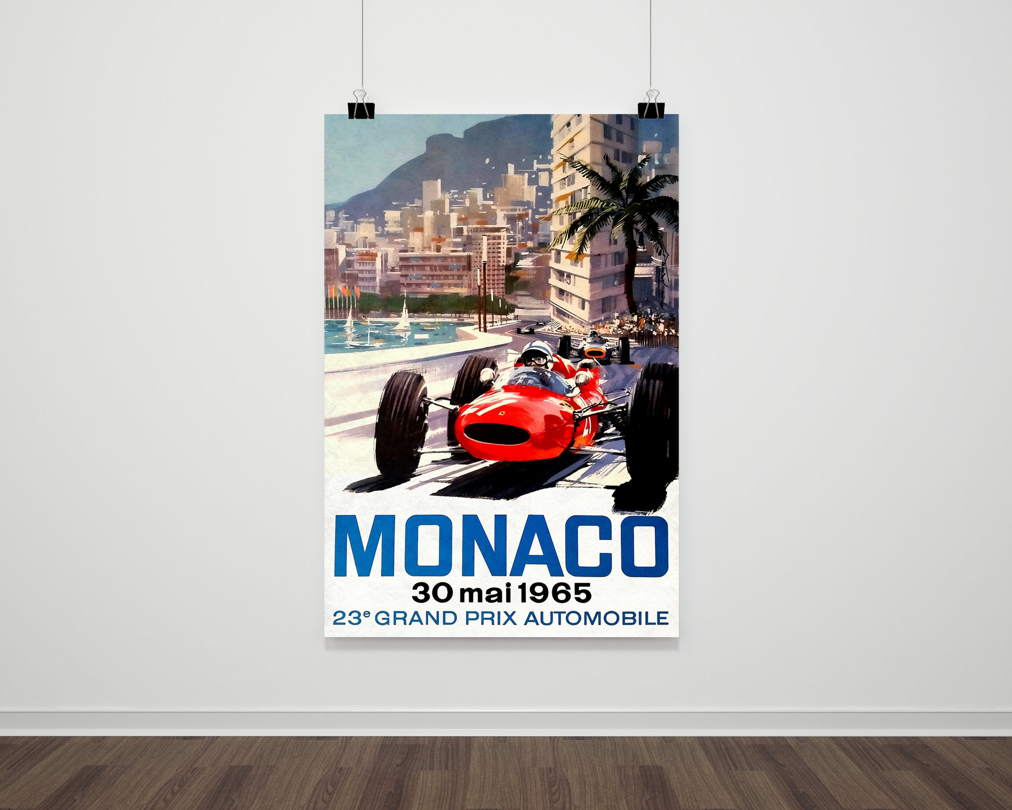 Vintage retro style, 1965 Monaco Grand Prix ,Travel Poster to Monaco Travel