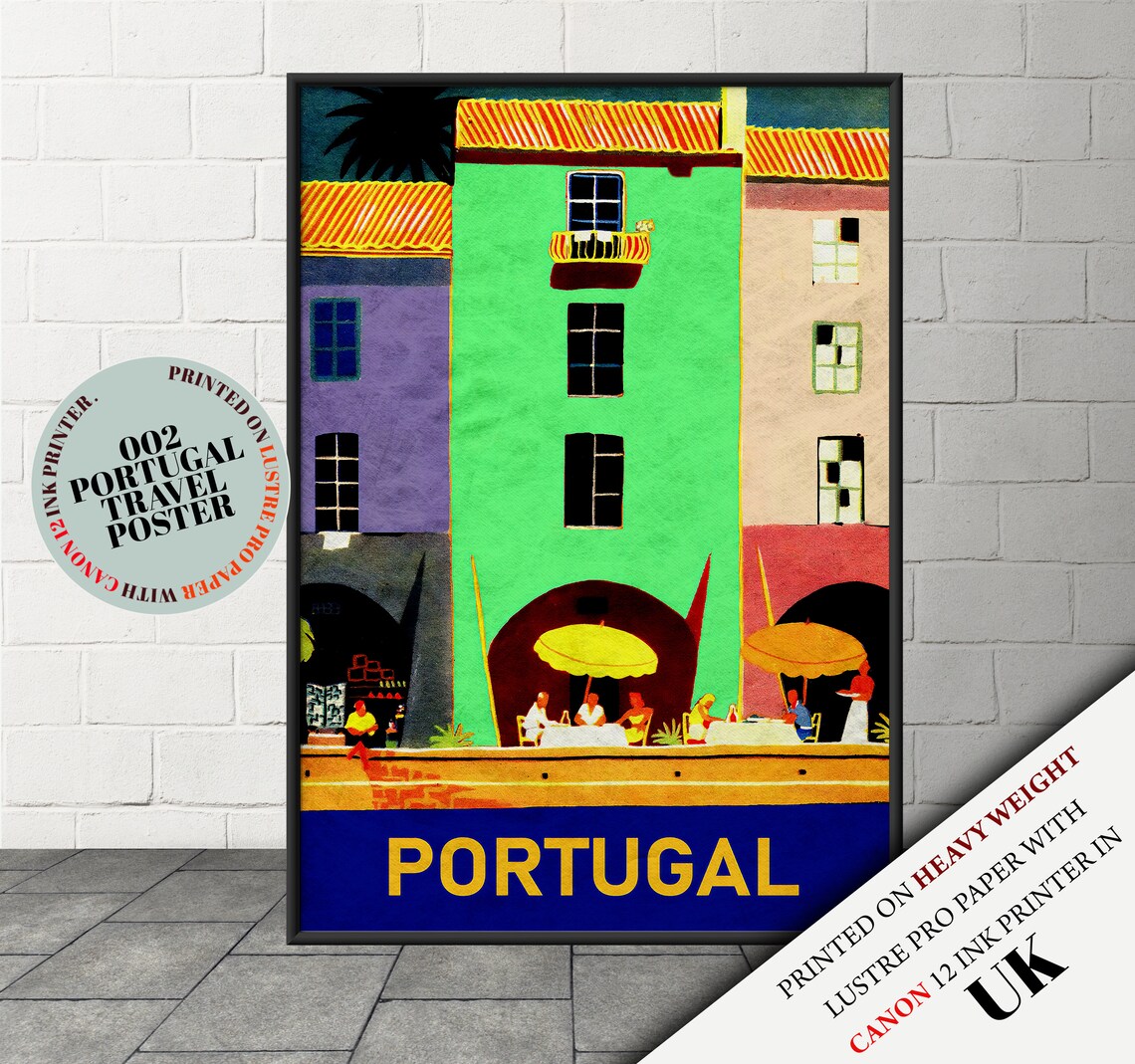 Vintage retro style Poster to Portugal Portugal Travel Etsy