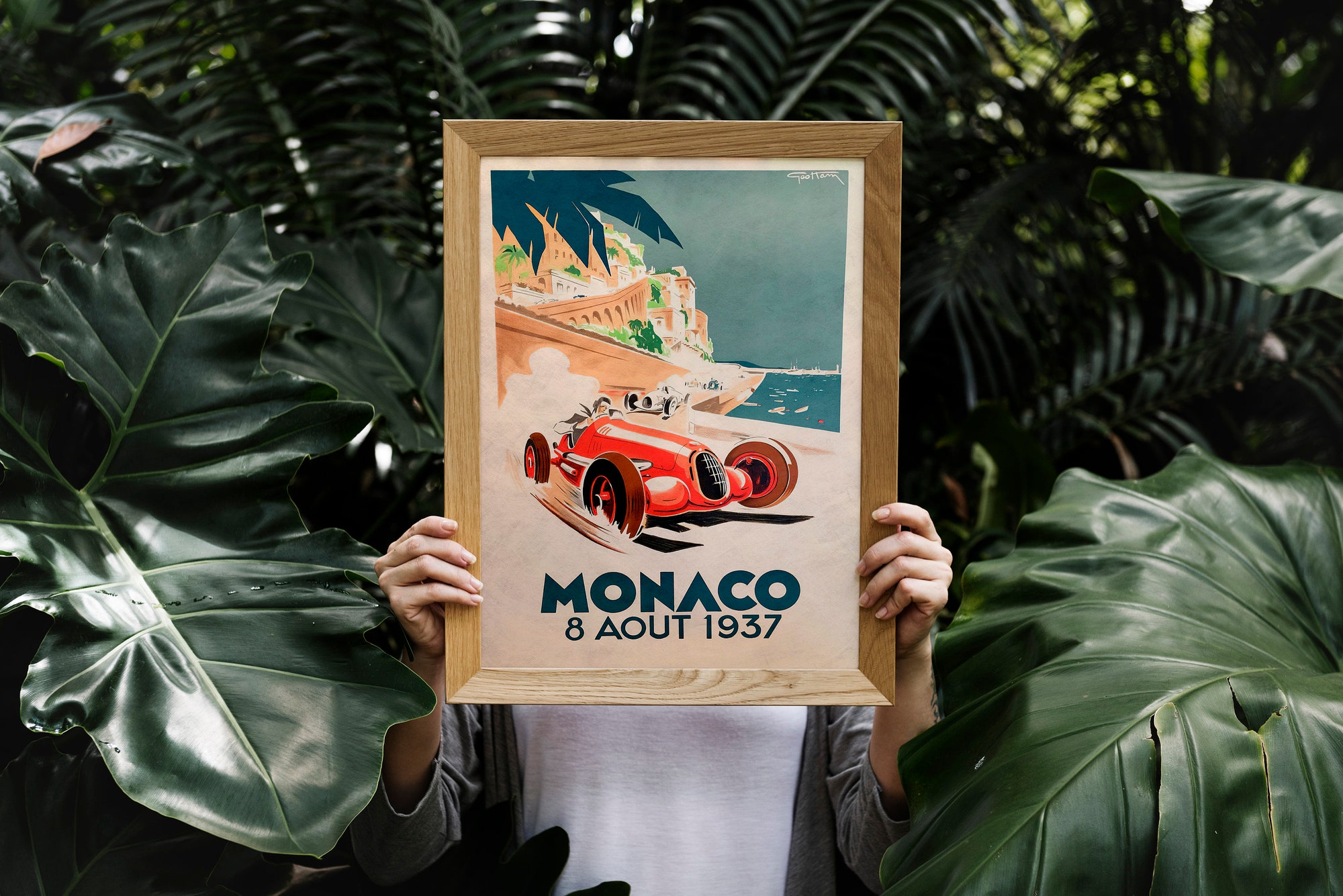 Vintage retro style, 1937 Monaco Grand Prix ,Travel Poster to Monaco Travel
