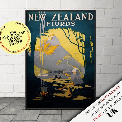 New Zealand Travel Poster Art Print Retro TR114 Etsy